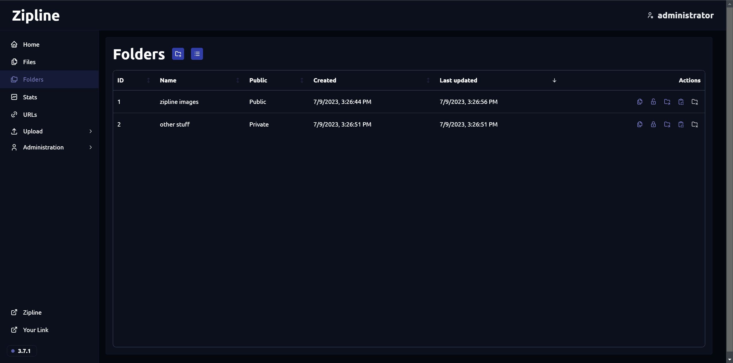 Folders page screenshot